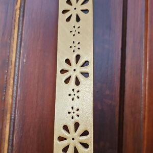 Faux Leather Floral Cutout Tan Belt, Silver Buckle